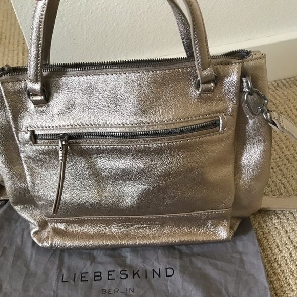 Liebeskind Berlin Gold Metallic Crossbody Purse Handbag Tote - Picture 8 of 13